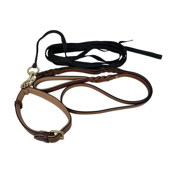 Soft Touch Large Dog brown leather leach 24" with extra long leash - Picture 1 of 16